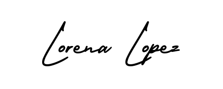 You should practise on your own different ways (AmerikaSignatureDemo-Regular) to write your name (Lorena Lopez) in signature. Don't let someone else do it for you. Lorena Lopez signature style 3 images and pictures png