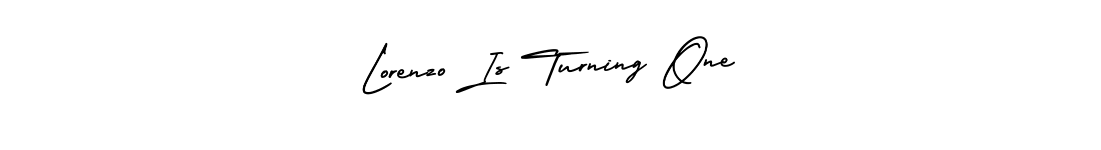 Lorenzo Is Turning One stylish signature style. Best Handwritten Sign (AmerikaSignatureDemo-Regular) for my name. Handwritten Signature Collection Ideas for my name Lorenzo Is Turning One. Lorenzo Is Turning One signature style 3 images and pictures png
