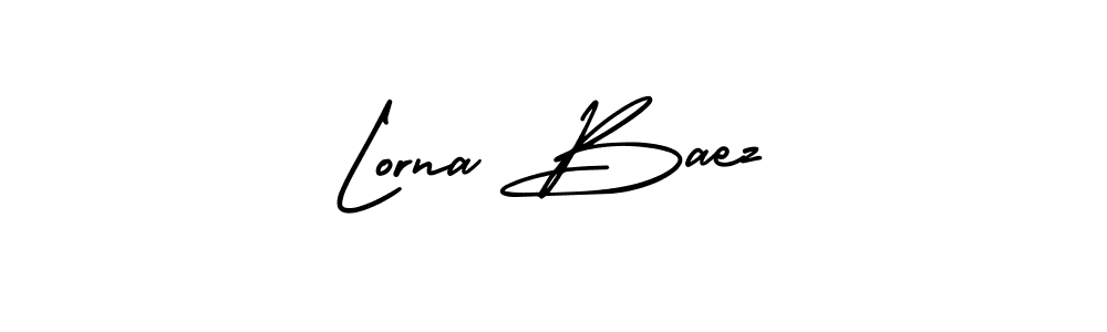 You should practise on your own different ways (AmerikaSignatureDemo-Regular) to write your name (Lorna Baez) in signature. don't let someone else do it for you. Lorna Baez signature style 3 images and pictures png