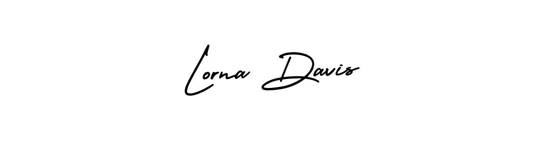 You should practise on your own different ways (AmerikaSignatureDemo-Regular) to write your name (Lorna Davis) in signature. don't let someone else do it for you. Lorna Davis signature style 3 images and pictures png