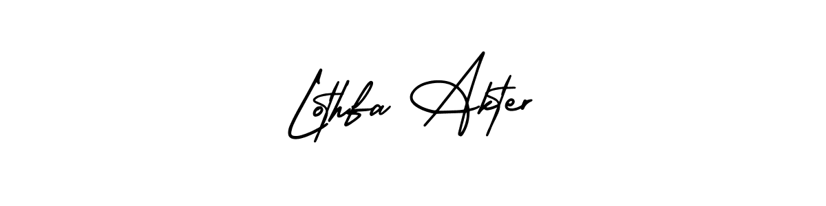 The best way (AmerikaSignatureDemo-Regular) to make a short signature is to pick only two or three words in your name. The name Lothfa Akter include a total of six letters. For converting this name. Lothfa Akter signature style 3 images and pictures png