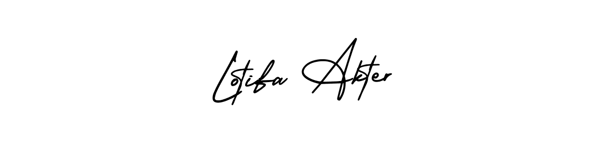 How to make Lotifa Akter name signature. Use AmerikaSignatureDemo-Regular style for creating short signs online. This is the latest handwritten sign. Lotifa Akter signature style 3 images and pictures png