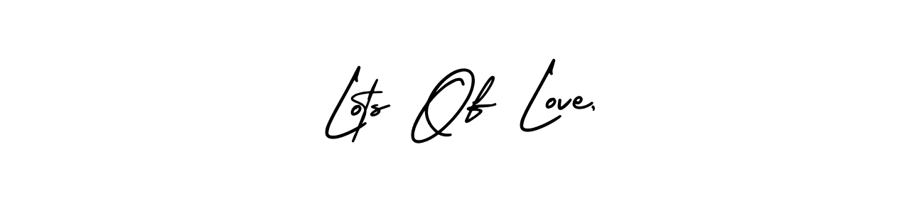 The best way (AmerikaSignatureDemo-Regular) to make a short signature is to pick only two or three words in your name. The name Lots Of Love, include a total of six letters. For converting this name. Lots Of Love, signature style 3 images and pictures png