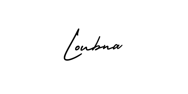 Use a signature maker to create a handwritten signature online. With this signature software, you can design (AmerikaSignatureDemo-Regular) your own signature for name Loubna. Loubna signature style 3 images and pictures png
