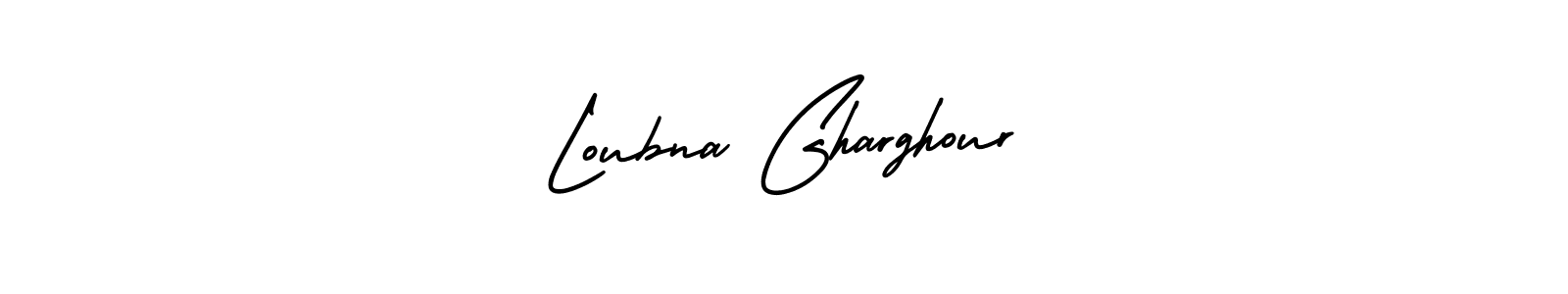 if you are searching for the best signature style for your name Loubna Gharghour. so please give up your signature search. here we have designed multiple signature styles  using AmerikaSignatureDemo-Regular. Loubna Gharghour signature style 3 images and pictures png
