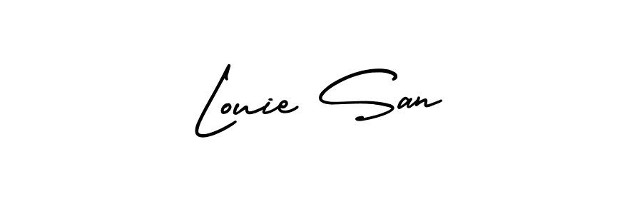 AmerikaSignatureDemo-Regular is a professional signature style that is perfect for those who want to add a touch of class to their signature. It is also a great choice for those who want to make their signature more unique. Get Louie San name to fancy signature for free. Louie San signature style 3 images and pictures png
