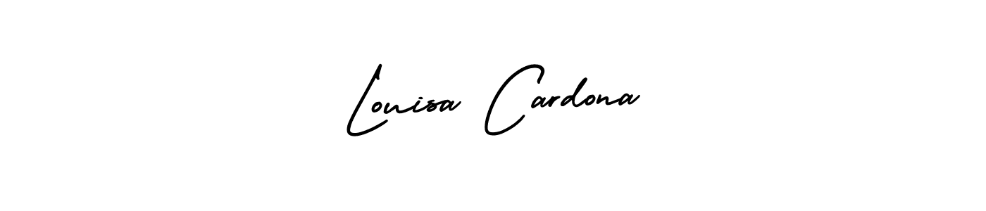 You should practise on your own different ways (AmerikaSignatureDemo-Regular) to write your name (Louisa Cardona) in signature. don't let someone else do it for you. Louisa Cardona signature style 3 images and pictures png