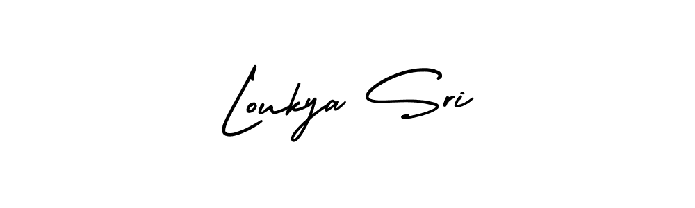 Use a signature maker to create a handwritten signature online. With this signature software, you can design (AmerikaSignatureDemo-Regular) your own signature for name Loukya Sri. Loukya Sri signature style 3 images and pictures png
