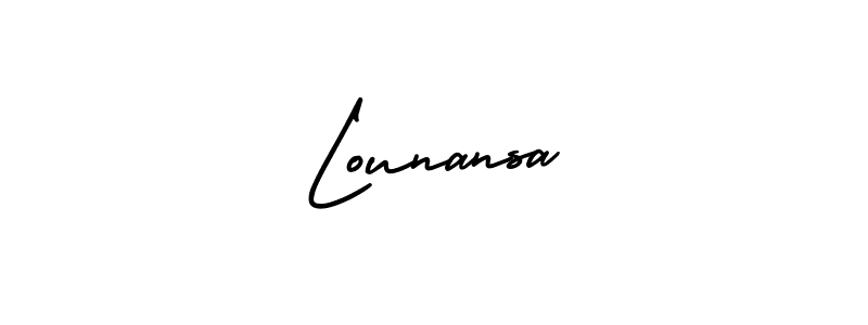 Make a short Lounansa signature style. Manage your documents anywhere anytime using AmerikaSignatureDemo-Regular. Create and add eSignatures, submit forms, share and send files easily. Lounansa signature style 3 images and pictures png