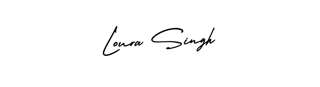 This is the best signature style for the Loura Singh name. Also you like these signature font (AmerikaSignatureDemo-Regular). Mix name signature. Loura Singh signature style 3 images and pictures png