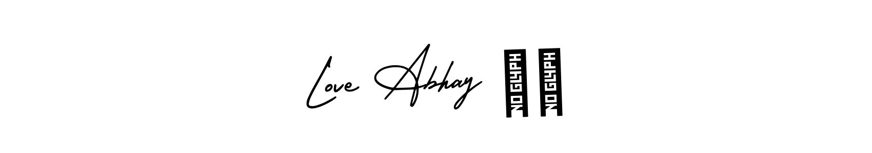 You should practise on your own different ways (AmerikaSignatureDemo-Regular) to write your name (Love Abhay ❤️) in signature. don't let someone else do it for you. Love Abhay ❤️ signature style 3 images and pictures png