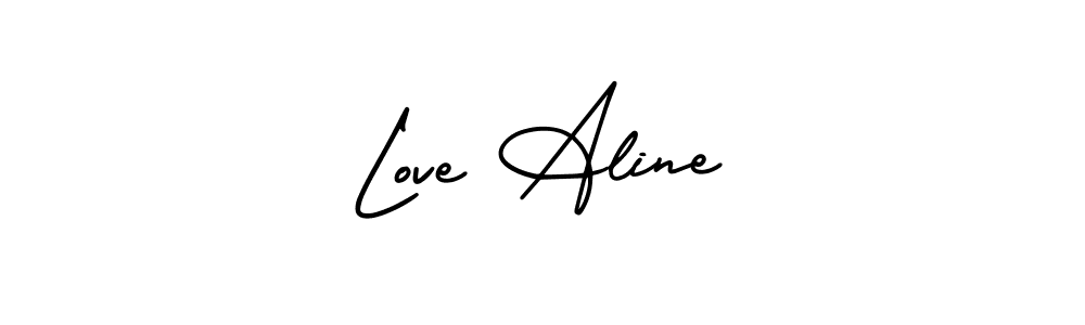 Love Aline stylish signature style. Best Handwritten Sign (AmerikaSignatureDemo-Regular) for my name. Handwritten Signature Collection Ideas for my name Love Aline. Love Aline signature style 3 images and pictures png