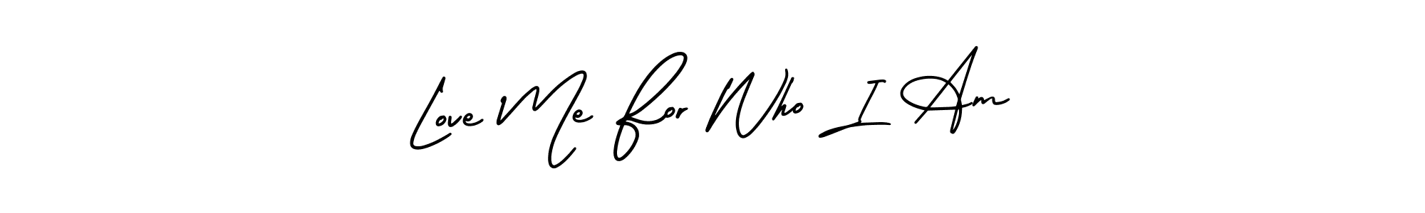 Check out images of Autograph of Love Me For Who I Am name. Actor Love Me For Who I Am Signature Style. AmerikaSignatureDemo-Regular is a professional sign style online. Love Me For Who I Am signature style 3 images and pictures png