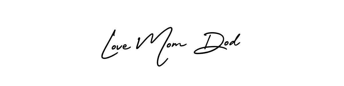 How to make Love Mom Dod name signature. Use AmerikaSignatureDemo-Regular style for creating short signs online. This is the latest handwritten sign. Love Mom Dod signature style 3 images and pictures png