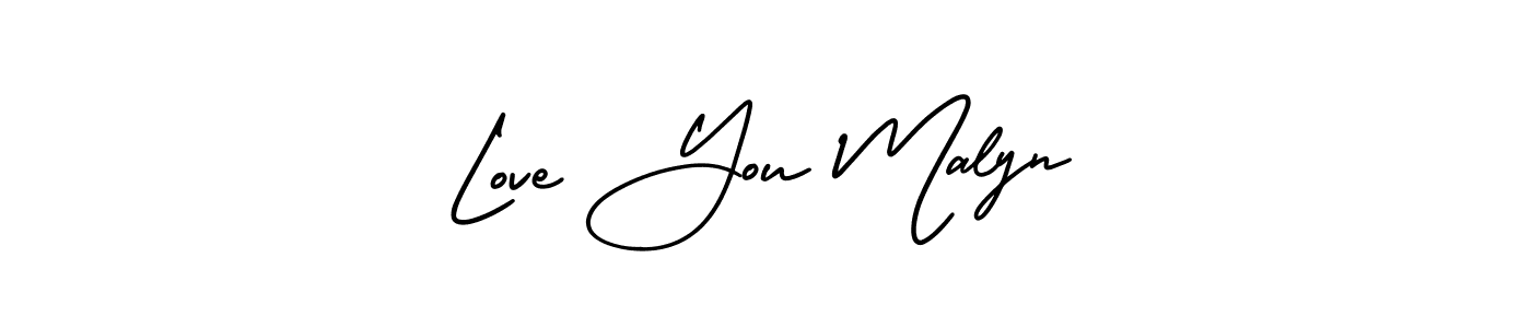 You should practise on your own different ways (AmerikaSignatureDemo-Regular) to write your name (Love You Malyn) in signature. don't let someone else do it for you. Love You Malyn signature style 3 images and pictures png
