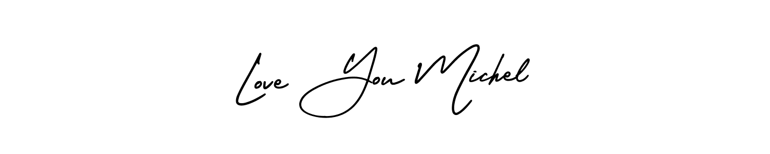 You should practise on your own different ways (AmerikaSignatureDemo-Regular) to write your name (Love You Michel) in signature. don't let someone else do it for you. Love You Michel signature style 3 images and pictures png