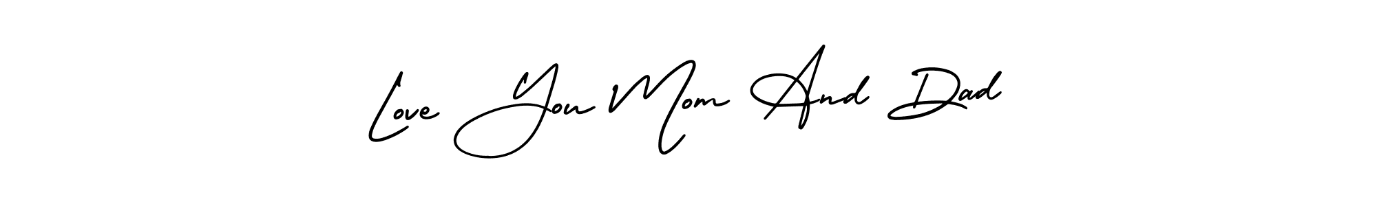 Check out images of Autograph of Love You Mom And Dad name. Actor Love You Mom And Dad Signature Style. AmerikaSignatureDemo-Regular is a professional sign style online. Love You Mom And Dad signature style 3 images and pictures png