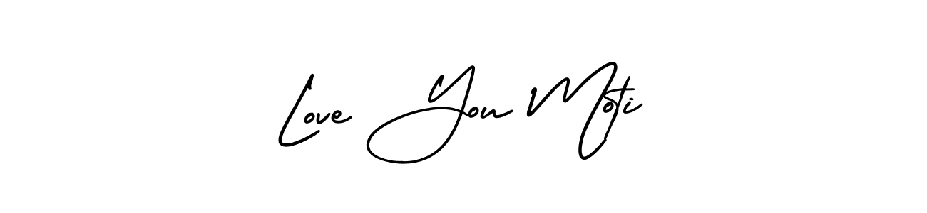 The best way (AmerikaSignatureDemo-Regular) to make a short signature is to pick only two or three words in your name. The name Love You Moti include a total of six letters. For converting this name. Love You Moti signature style 3 images and pictures png