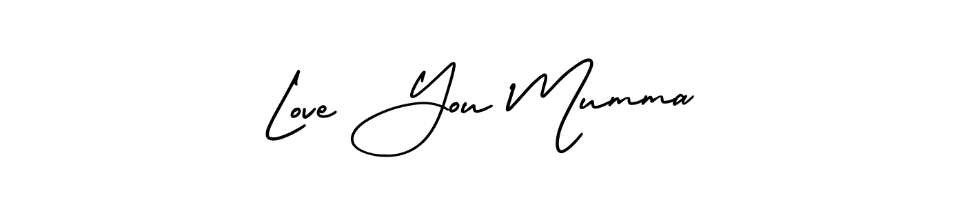 You should practise on your own different ways (AmerikaSignatureDemo-Regular) to write your name (Love You Mumma) in signature. don't let someone else do it for you. Love You Mumma signature style 3 images and pictures png