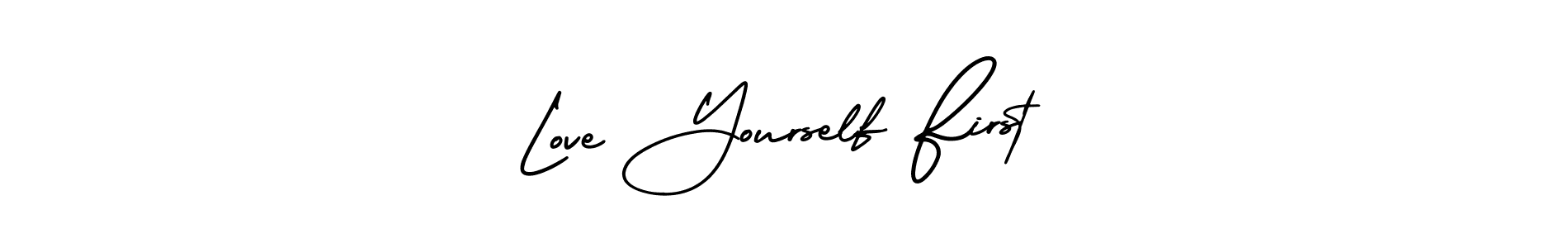 It looks lik you need a new signature style for name Love Yourself First. Design unique handwritten (AmerikaSignatureDemo-Regular) signature with our free signature maker in just a few clicks. Love Yourself First signature style 3 images and pictures png