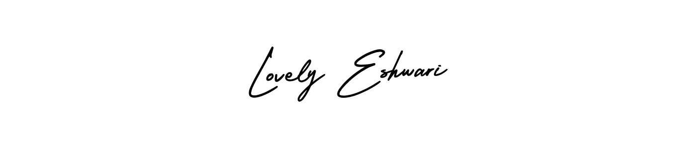 You should practise on your own different ways (AmerikaSignatureDemo-Regular) to write your name (Lovely Eshwari) in signature. don't let someone else do it for you. Lovely Eshwari signature style 3 images and pictures png