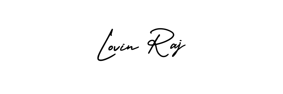 How to make Lovin Raj name signature. Use AmerikaSignatureDemo-Regular style for creating short signs online. This is the latest handwritten sign. Lovin Raj signature style 3 images and pictures png