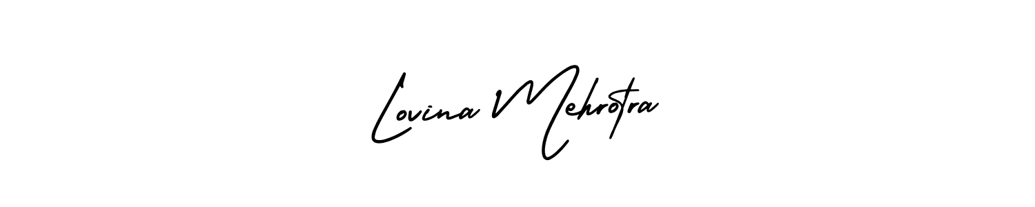 Make a short Lovina Mehrotra signature style. Manage your documents anywhere anytime using AmerikaSignatureDemo-Regular. Create and add eSignatures, submit forms, share and send files easily. Lovina Mehrotra signature style 3 images and pictures png