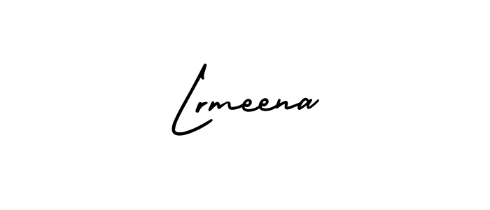 You should practise on your own different ways (AmerikaSignatureDemo-Regular) to write your name (Lrmeena) in signature. don't let someone else do it for you. Lrmeena signature style 3 images and pictures png