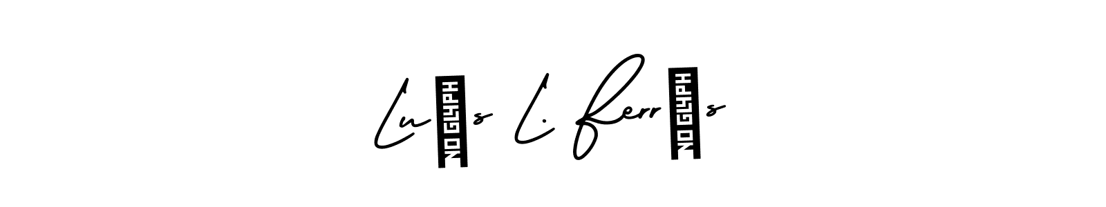 You should practise on your own different ways (AmerikaSignatureDemo-Regular) to write your name (Luís L. Ferrás) in signature. don't let someone else do it for you. Luís L. Ferrás signature style 3 images and pictures png