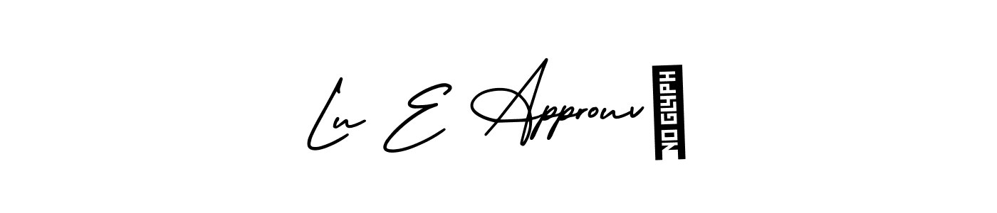 This is the best signature style for the Lu E Approuvé name. Also you like these signature font (AmerikaSignatureDemo-Regular). Mix name signature. Lu E Approuvé signature style 3 images and pictures png