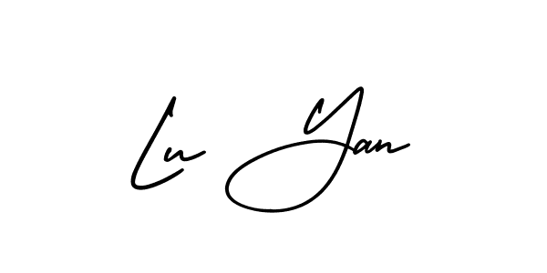 Similarly AmerikaSignatureDemo-Regular is the best handwritten signature design. Signature creator online .You can use it as an online autograph creator for name Lu Yan. Lu Yan signature style 3 images and pictures png