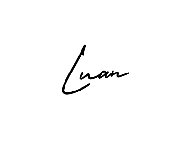 You should practise on your own different ways (AmerikaSignatureDemo-Regular) to write your name (Luan) in signature. don't let someone else do it for you. Luan signature style 3 images and pictures png