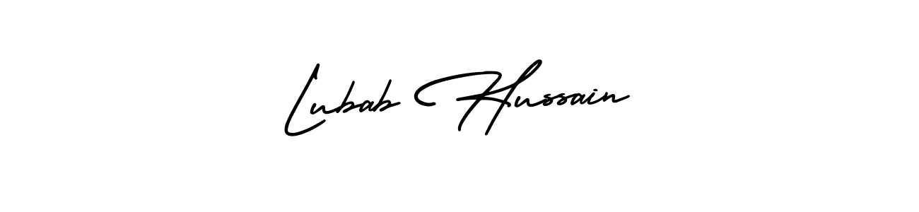 Lubab Hussain stylish signature style. Best Handwritten Sign (AmerikaSignatureDemo-Regular) for my name. Handwritten Signature Collection Ideas for my name Lubab Hussain. Lubab Hussain signature style 3 images and pictures png