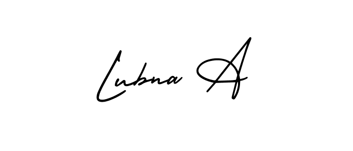 Design your own signature with our free online signature maker. With this signature software, you can create a handwritten (AmerikaSignatureDemo-Regular) signature for name Lubna A. Lubna A signature style 3 images and pictures png