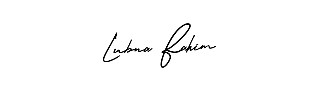 Make a short Lubna Fahim signature style. Manage your documents anywhere anytime using AmerikaSignatureDemo-Regular. Create and add eSignatures, submit forms, share and send files easily. Lubna Fahim signature style 3 images and pictures png