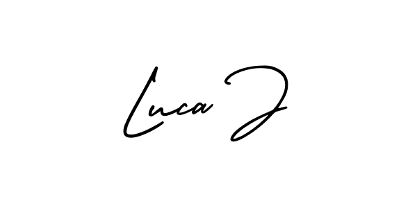 if you are searching for the best signature style for your name Luca J. so please give up your signature search. here we have designed multiple signature styles  using AmerikaSignatureDemo-Regular. Luca J signature style 3 images and pictures png