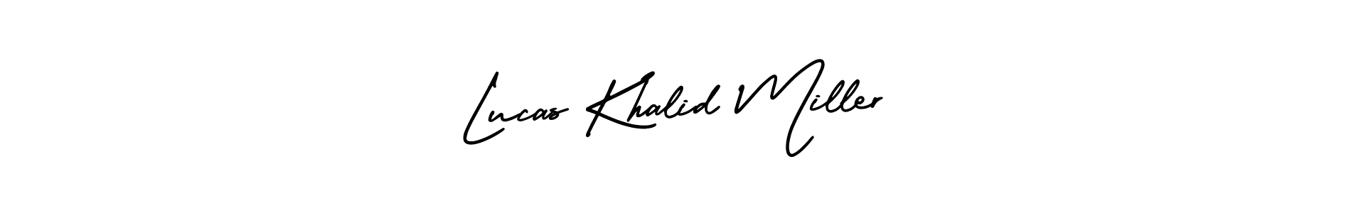 This is the best signature style for the Lucas Khalid Miller name. Also you like these signature font (AmerikaSignatureDemo-Regular). Mix name signature. Lucas Khalid Miller signature style 3 images and pictures png