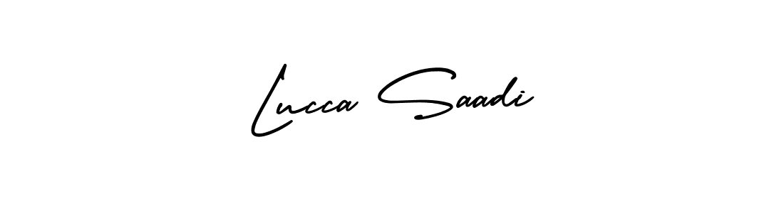 The best way (AmerikaSignatureDemo-Regular) to make a short signature is to pick only two or three words in your name. The name Lucca Saadi include a total of six letters. For converting this name. Lucca Saadi signature style 3 images and pictures png