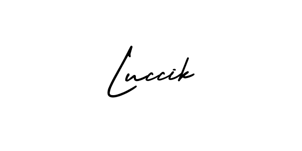 if you are searching for the best signature style for your name Luccik. so please give up your signature search. here we have designed multiple signature styles  using AmerikaSignatureDemo-Regular. Luccik signature style 3 images and pictures png