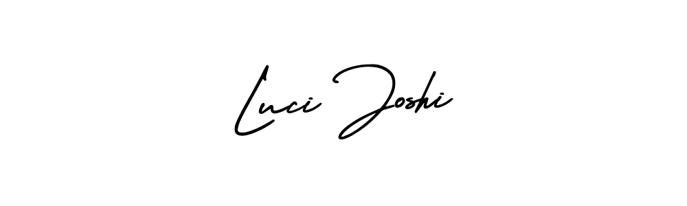 You should practise on your own different ways (AmerikaSignatureDemo-Regular) to write your name (Luci Joshi) in signature. don't let someone else do it for you. Luci Joshi signature style 3 images and pictures png