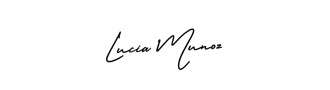 The best way (AmerikaSignatureDemo-Regular) to make a short signature is to pick only two or three words in your name. The name Lucia Munoz include a total of six letters. For converting this name. Lucia Munoz signature style 3 images and pictures png