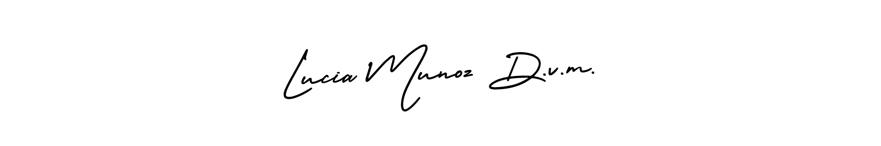 Also You can easily find your signature by using the search form. We will create Lucia Munoz D.v.m. name handwritten signature images for you free of cost using AmerikaSignatureDemo-Regular sign style. Lucia Munoz D.v.m. signature style 3 images and pictures png