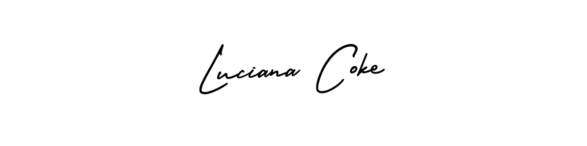 This is the best signature style for the Luciana Coke name. Also you like these signature font (AmerikaSignatureDemo-Regular). Mix name signature. Luciana Coke signature style 3 images and pictures png