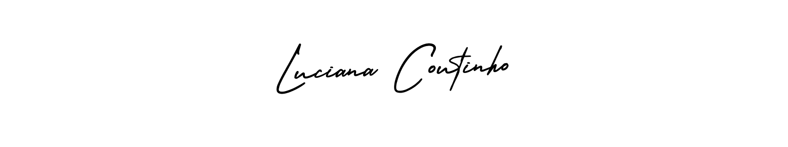 You should practise on your own different ways (AmerikaSignatureDemo-Regular) to write your name (Luciana Coutinho) in signature. don't let someone else do it for you. Luciana Coutinho signature style 3 images and pictures png