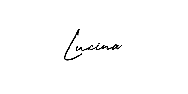 Lucina stylish signature style. Best Handwritten Sign (AmerikaSignatureDemo-Regular) for my name. Handwritten Signature Collection Ideas for my name Lucina. Lucina signature style 3 images and pictures png