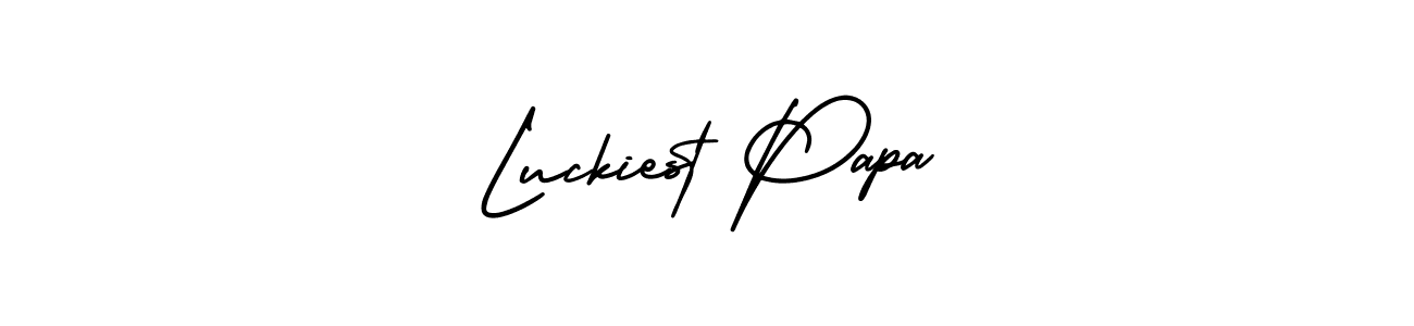 Create a beautiful signature design for name Luckiest Papa. With this signature (AmerikaSignatureDemo-Regular) fonts, you can make a handwritten signature for free. Luckiest Papa signature style 3 images and pictures png