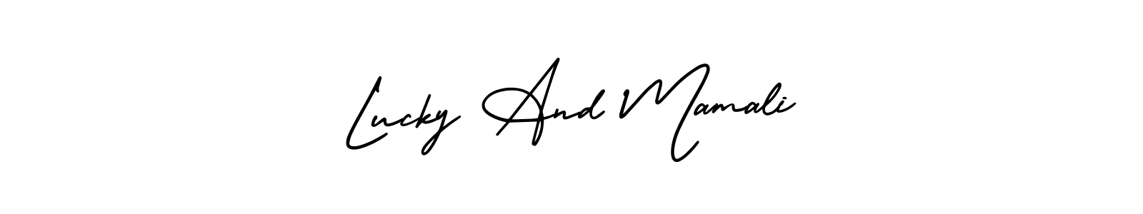 Use a signature maker to create a handwritten signature online. With this signature software, you can design (AmerikaSignatureDemo-Regular) your own signature for name Lucky And Mamali. Lucky And Mamali signature style 3 images and pictures png