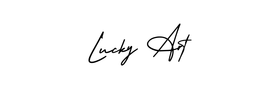 How to make Lucky Art name signature. Use AmerikaSignatureDemo-Regular style for creating short signs online. This is the latest handwritten sign. Lucky Art signature style 3 images and pictures png