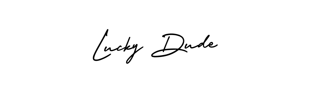How to make Lucky Dude signature? AmerikaSignatureDemo-Regular is a professional autograph style. Create handwritten signature for Lucky Dude name. Lucky Dude signature style 3 images and pictures png