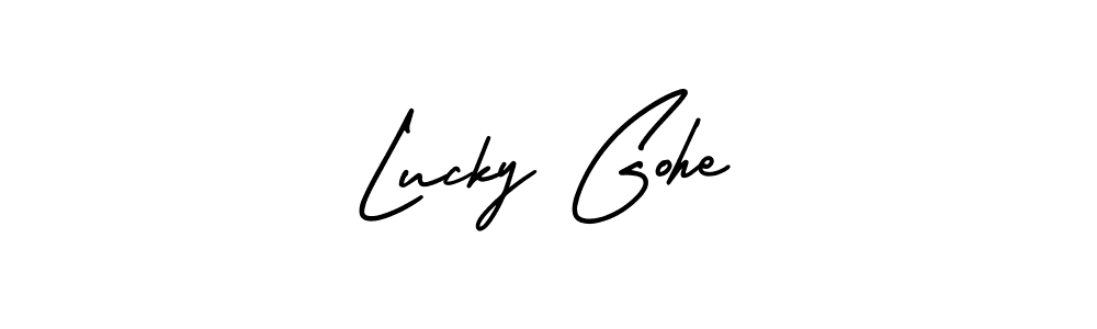 Create a beautiful signature design for name Lucky Gohe. With this signature (AmerikaSignatureDemo-Regular) fonts, you can make a handwritten signature for free. Lucky Gohe signature style 3 images and pictures png